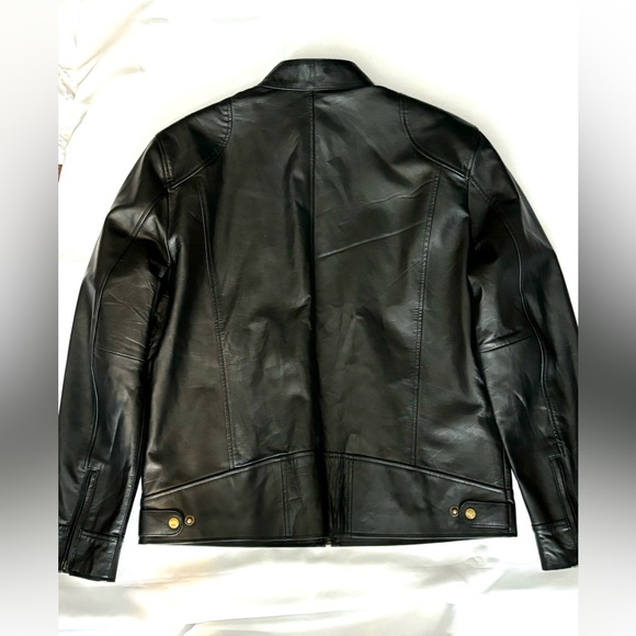 NWOT WOMENS BlACK BIKER LEATHER SHEEPSKIN ZIPPERED RIDING JACKET SZ L - Picture 3 of 16